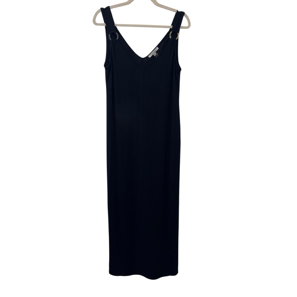 NWT GREEN ENVELOPE Black Sleeveless Maxi Dress Beach Coverup Side Slits V-Neck M